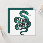 Custom Chinesisch Neujahr der Schlange Aquamarin W Karte (Vorderseite/Rückseite Beispiel)