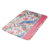 Custom Chinoiserie Asiatische Blumenlandschaft Badematte (Schrägansicht)