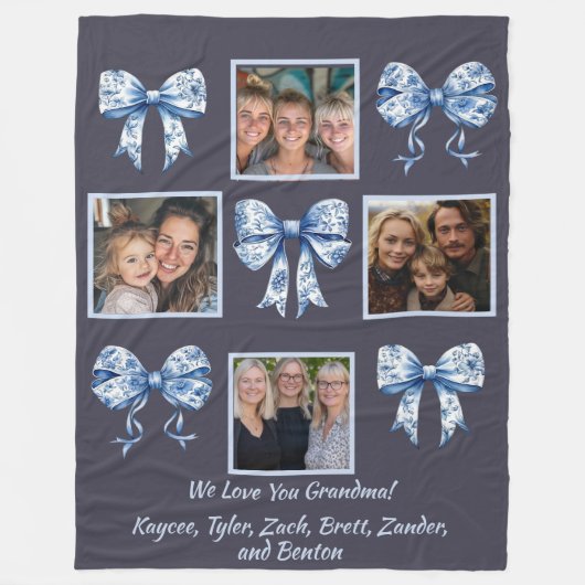 Custom Chinoiserie Grandma Foto Collage Geschenk Fleecedecke (Vorderseite)