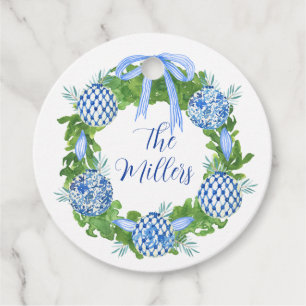 Custom Chinoiserie Holiday Wreath, Grandmillenial Geschenkanhänger