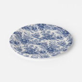 Custom Chinoiserie Muster Pagoda Blau Pappteller (Schrägansicht)