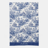 Custom Chinoiserie Muster Pagoda Blau Weiß Geschirrtuch (Vertikal)