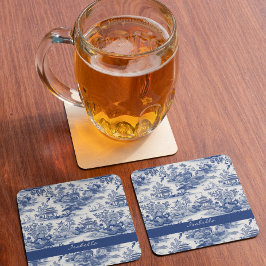 Custom Chinoiserie Muster Pagoda Blau Weiß Glasuntersetzer