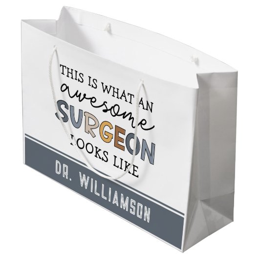 Custom Chirurg Funny Phantastisch Chirurg Große Geschenktüte (Rückseite Schrägansicht)