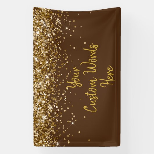 Custom Chocolate Brown & Gold Birthday Party Photo Banner (Vertikal)