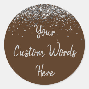 Custom Chocolate Brown Silver Geburtstagsparty Gun Runder Aufkleber
