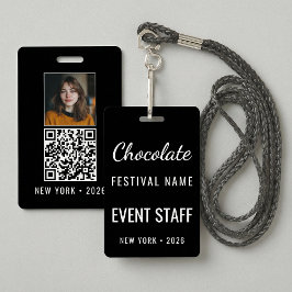 Custom Chocolate Festival Photo QR Code Staff Ausweis