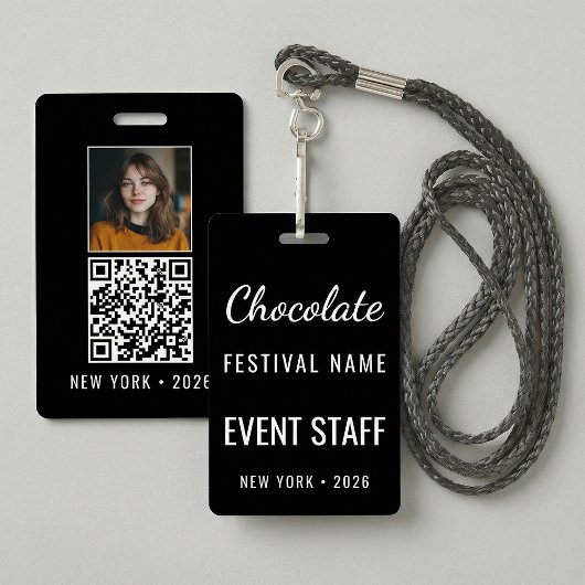 Custom Chocolate Festival Photo QR Code Staff Ausweis