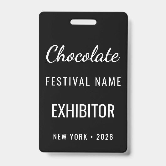 Custom Chocolate Festival QR Code Exibitor ID Ausweis (Vorderseite)
