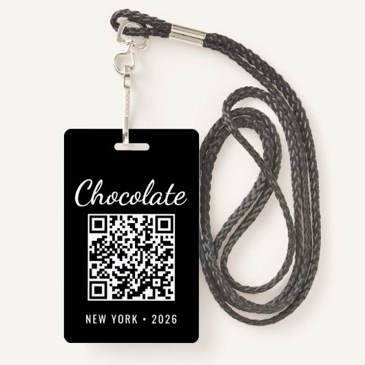 Custom Chocolate Festival QR Code Exibitor ID Ausweis (Rückseite mit Schlüsselband)