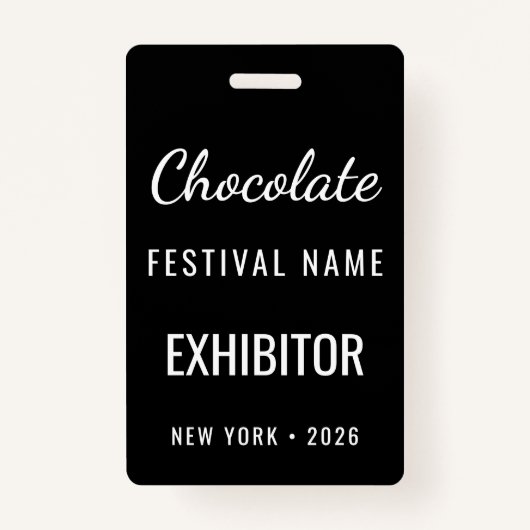 Custom Chocolate Festival QR Code Exibitor ID Ausweis (Vorderseite)
