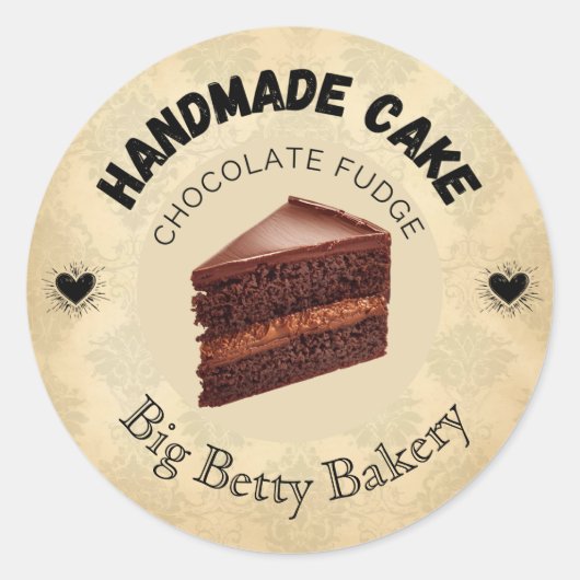 Custom Chocolate Fudge Cake Labels | Personalisier Runder Aufkleber (Vorderseite)