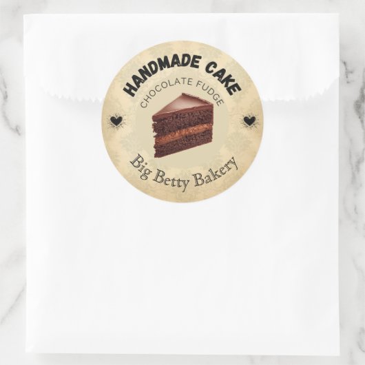 Custom Chocolate Fudge Cake Labels | Personalisier Runder Aufkleber (Tasche)