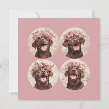 Custom Chocolate Labrador Hund Pink Floral Gruß