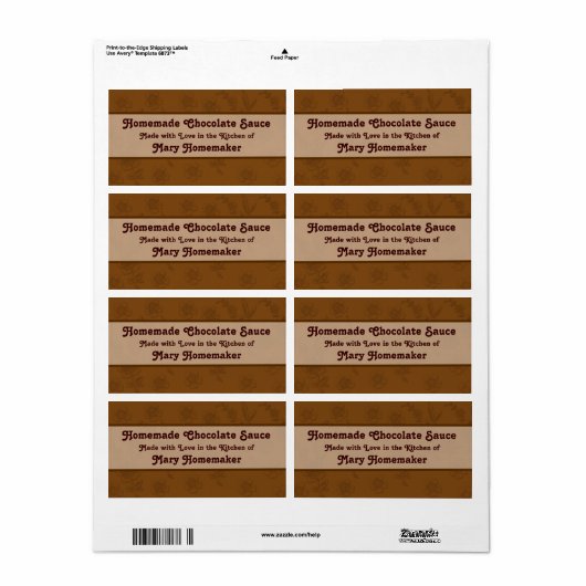 Custom Chocolate Sauce oder Fudge Sauce Labels (Vorne)