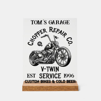 Custom Chopper Repair Vintage Biker Name Acrylschild