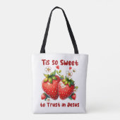 Custom Christian Jesus Summer Strawberries Tasche (Rückseite)