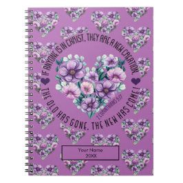 Custom Christlich 2 Korinthians 5:17 Lila Bibel Notizblock