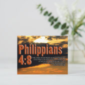 CUSTOM CHRISTLICH BIBLE VERSE PHILIPPIANS 4:8 POSTKARTE (Stehend Vorderseite)