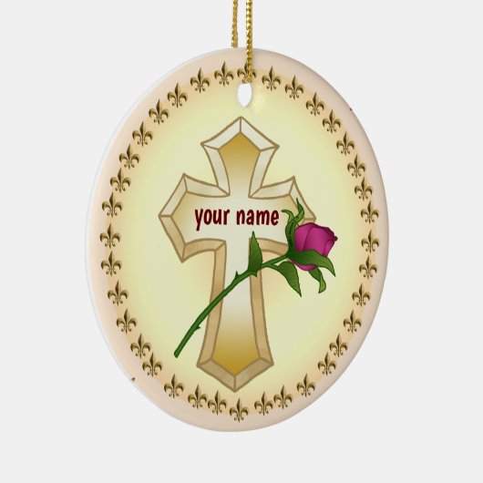 Custom Christlich Cross Rose Keramik Ornament (Rechts)