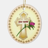 Custom Christlich Cross Rose Keramik Ornament (Links)