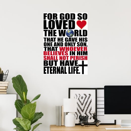 Custom Christlich John 3:16 Bible Verse Poster (Heimbüro)