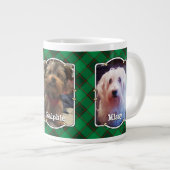 Custom Christmas 3 Foto Rahmen rot & grün Kariert Jumbo-Tasse (Vorderseite Rechts)