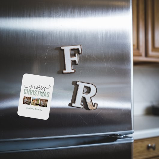 Custom Christmas 3 Spaces Family Foto Magnet