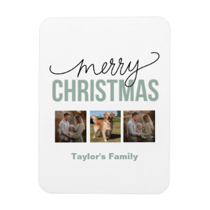 Custom Christmas 3 Spaces Family Foto Magnet