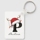 Custom Christmas Alphabet Initial Keychain for Mom Schlüsselanhänger (Rückseite)