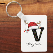 Custom Christmas Alphabet Keychain for Dad or Mom Schlüsselanhänger (Vorderseite)