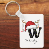 Custom Christmas Alphabet Monogram Mom Keychain Schlüsselanhänger (Vorderseite)