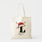Custom Christmas Alphabet Monogram Tote Bag Tragetasche (Vorne)