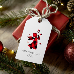 Custom Christmas Angel - Red Buffalo Kariert Geschenkanhänger