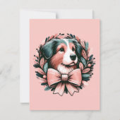 Custom Christmas Australian Shepherd Dog Wreath Karte (Vorderseite)
