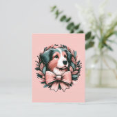 Custom Christmas Australian Shepherd Dog Wreath Karte (Stehend Vorderseite)