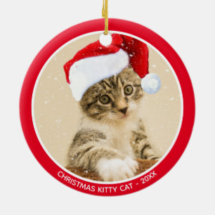 Custom Christmas Baby Kitty Cat Foto Keramik Ornament