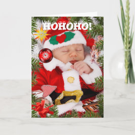 Custom CHRISTMAS BABY SANTA SAASON'S GREETING Feiertagskarte
