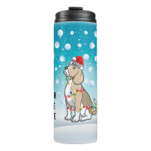 Custom Christmas Beagle Head Weihnachtsmannmütze Thermosbecher