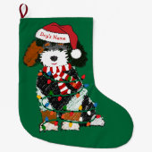 Custom Christmas Bernedoodle Holiday Dog Großer Weihnachtsstrumpf (Vorderseite)