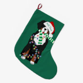Custom Christmas Bernese Mountain Holiday Dog Großer Weihnachtsstrumpf (Vorderansicht (hängend))