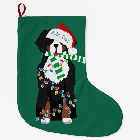 Custom Christmas Bernese Mountain Holiday Dog Großer Weihnachtsstrumpf (Vorderseite)