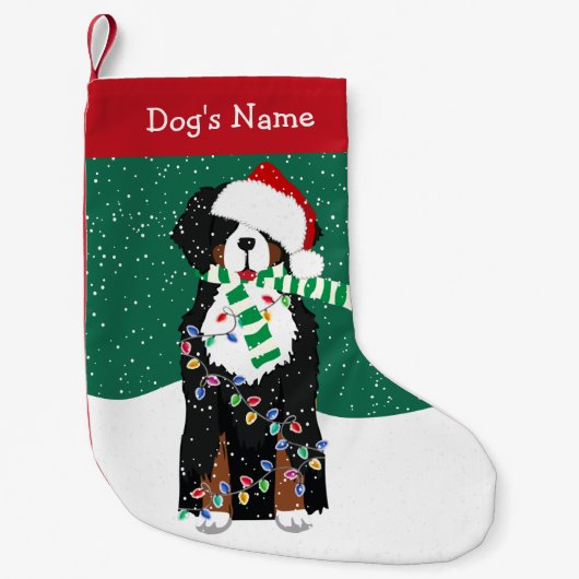 Custom Christmas Bernese Mountain Holiday Dog Kleiner Weihnachtsstrumpf (Vorderseite)