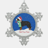 Custom Christmas Bernese Mountain Holiday Dog Schneeflocken Zinn-Ornament (Vorderseite)