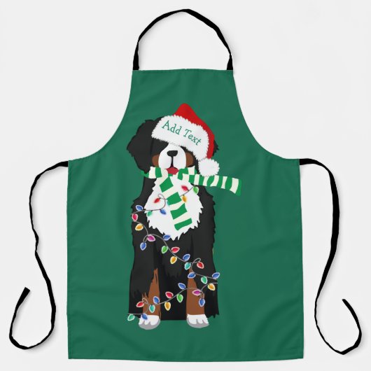 Custom Christmas Bernese Mountain Holiday Dog Schürze (Vorderseite)