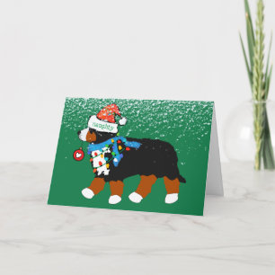Custom Christmas Bernese Mountain Naughty Dog Feiertagskarte