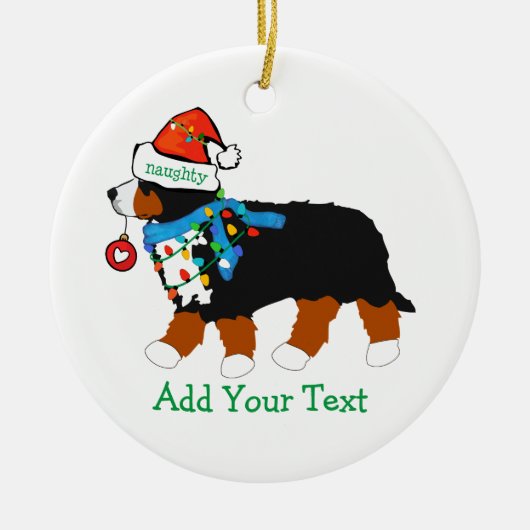 Custom Christmas Bernese Mountain Naughty Dog Keramik Ornament (Vorne)