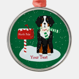 Custom Christmas Bernese Mt Dog Letter to Santa Silbernes Ornament
