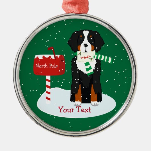 Custom Christmas Bernese Mt Dog Letter to Santa Silbernes Ornament (Vorne)