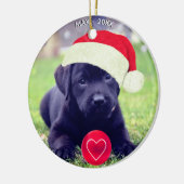 Custom Christmas Black Dog Foto Keramik Ornament (Links)